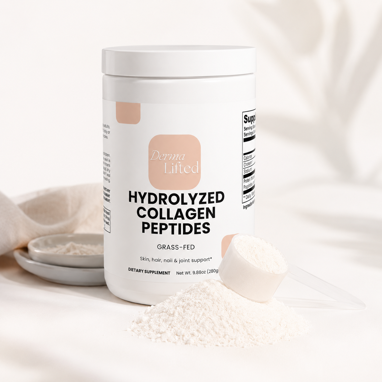 DermaLifted collagen jar on natural surface